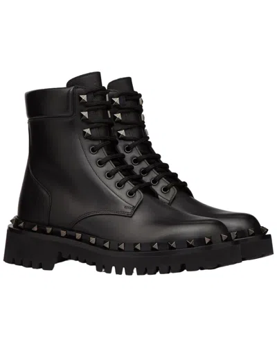 VALENTINO GARAVANI VALENTINO ROCKSTUD LUG SOLE LEATHER COMBAT BOOT