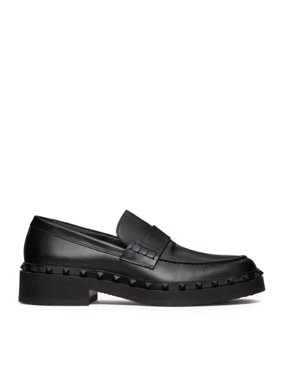 VALENTINO GARAVANI ROCKSTUD M-WAY CALFSKIN LOAFERS