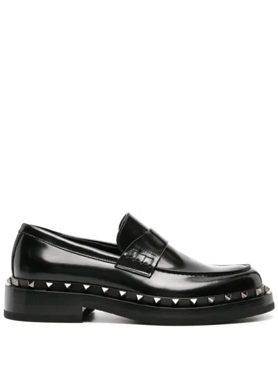 Valentino Garavani Rockstud M-way Leather Loafers In Black