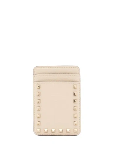 Valentino Garavani Rockstud Magnetic Card Holder In White