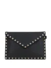Valentino Dnu Inv  Rockstud Grainy Leather Pouch In Black