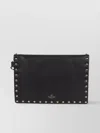 Valentino Rockstud Medium Flat Pouch In Black