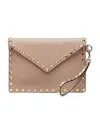 Valentino Garavani Rockstud Calfskin Pouch Woman Poudre Uni In Nude