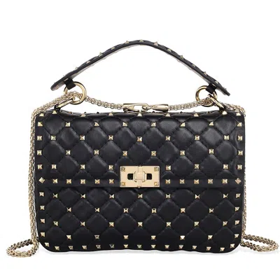 Valentino Garavani Valentino Rockstud Medium Leather Shoulder Bag - Black