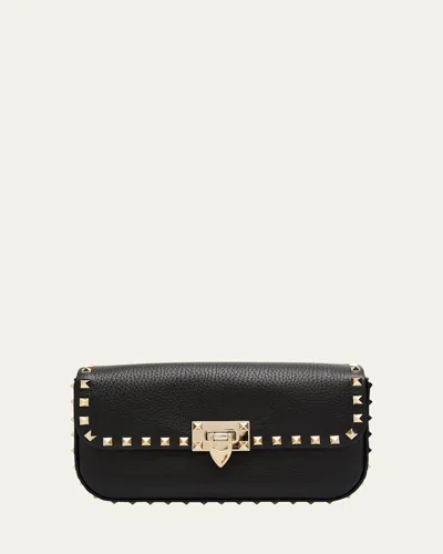 Valentino Garavani Black Leather Rockstud Crossbody Bag In Nero