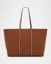 Valentino Women's Caramel Leather Medium Rockstud Shopping Bag In Selleria