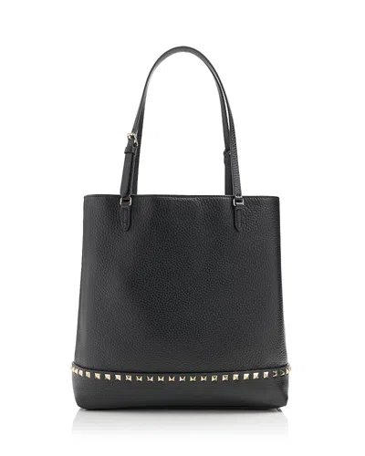 Valentino Garavani Rockstud Medium Leather Tote In Black