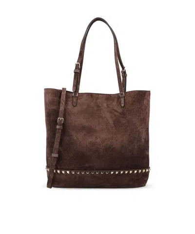 Valentino Garavani Valentino Rockstud Medium Tote Bag In Brown