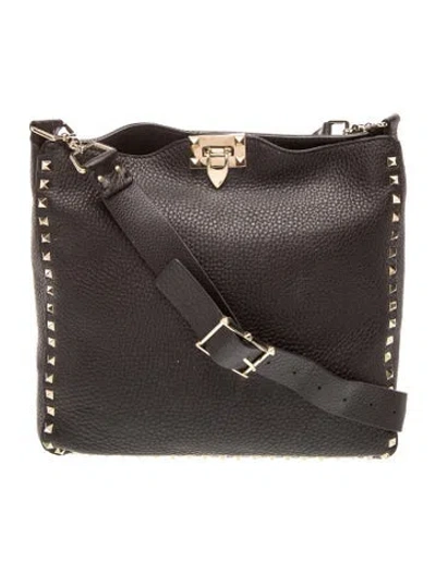 Pre-owned Valentino Garavani Rockstud Messenger Bag In Black
