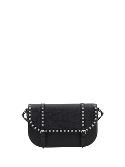 Valentino Garavani Rockstud Messenger Shoulder Bag In Nero