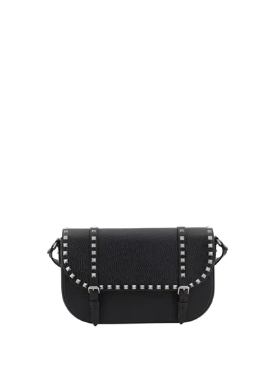 Valentino Garavani Rockstud Messenger Shoulder Bag In Nero