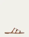 Valentino Garavani Rockstud Flat Metallic Nappa Slide Sandal Woman Bronze 41