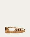 Valentino Rockstud Metallic Espadrille Fisherman Sandals In Multi