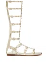 Valentino Rockstud Metallic Gladiator Sandals In Neutrals