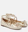 Valentino Rockstud Ballerinas In Laminated Nappa Leather In Gold