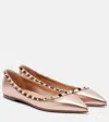 Valentino Garavani Rockstud Metallic Leather Ballet Flats In Pink