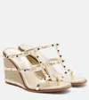 Valentino Rockstud Metallic Leather Espadrille Wedges In Gold