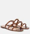Valentino Garavani Rockstud Flat Metallic Nappa Slide Sandal Woman Bronze 41