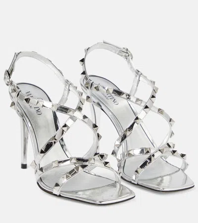 Valentino Garavani Elegant High-heeled Silver Sandals In Multi