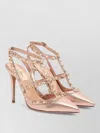 Valentino Garavani Rockstud Pump In Laminated Nappa Leather 100mm Woman Rose Cannelle 41 In Pink