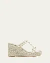 Valentino Rockstud Metallic T-strap Espadrille Sandals In Light Ivory