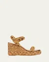 Valentino Rockstud Metallic Wedge Espadrille Sandals In Brown