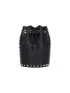 Valentino Borsa Mini In Pelle Nera Con Rivetti Piramidali E Chiusura A Cordoncino In Black  