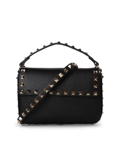 Valentino Garavani Rockstud Logo-embossed Leather Cross-body Bag In Black