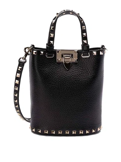 Valentino Garavani Rockstud Crossbody Pouch In Grainy Calfskin Woman Black Uni
