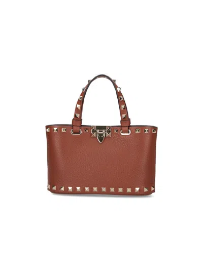 Valentino Garavani Rockstud Mini Bag In Brown
