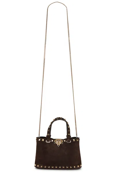 Valentino Garavani Rockstud Mini Bag In Ebony Brown