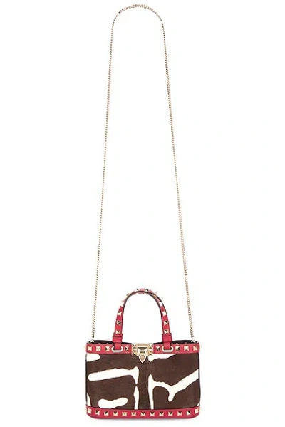 Valentino Garavani Rockstud Small Shoulder Bag In Pony-effect Calfskin Woman Whit In Multi