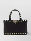 Valentino Mini Leather Rockstud Top-handle Bag In Black