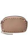 Valentino Rockstud Mini Grainy Leather Crossbody In Brown