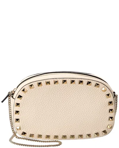 Valentino Garavani Valentino Rockstud Mini Grainy Leather Crossbody In White