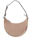 Valentino Rockstud Mini Grainy Leather Hobo Bag In Pink