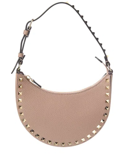 Valentino Garavani Valentino Rockstud Mini Grainy Leather Hobo Bag In Pink