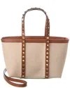 Valentino Rockstud Small Canvas & Leather Tote