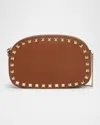 Valentino Garavani Rockstud Mini Leather Crossbody Bag In Brown