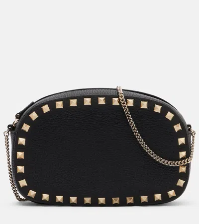 Valentino Garavani Rockstud Mini Leather Shoulder Bag In Black