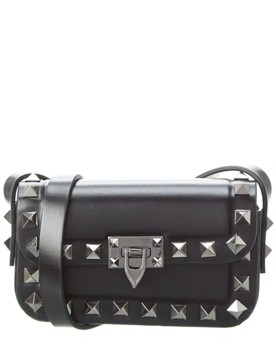 Valentino Garavani Rockstud Mini Leather Shoulder Bag In Black