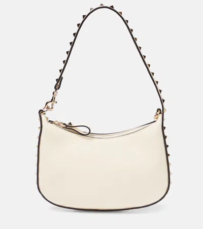 Valentino Garavani Rockstud Mini Leather Shoulder Bag In Ivory