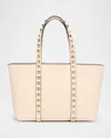 Valentino Garavani Rockstud Mini Leather Tote Bag In Neutral