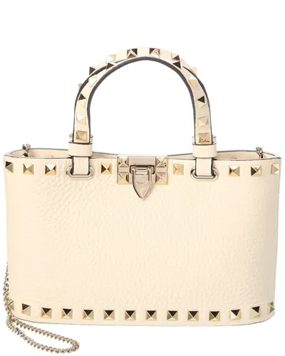Valentino Garavani Valentino Rockstud Mini Leather Tote In Neutral