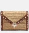 Valentino Garavani Mini Rockstud Raffia Crochet Shoulder Bag In Brown