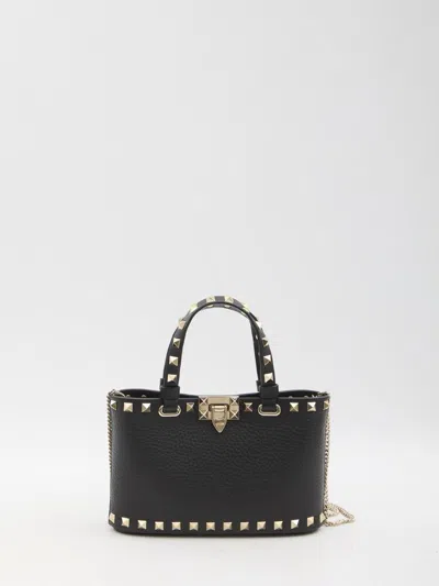 Valentino Garavani Rockstud Mini Shopping Bag In Black