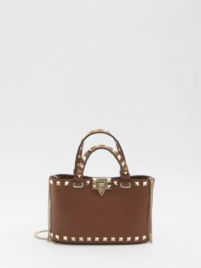 Valentino Garavani Rockstud Mini Shopping Bag In Brown