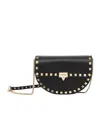 Valentino Mini Rockstud Shoulder Bag In Grainy Calfskin In Black