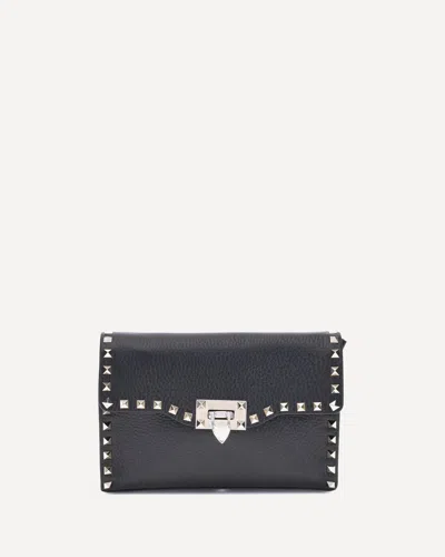 Valentino Garavani Rockstud Mini Shoulder Bag In Garnet Calfskin In Black