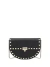 Valentino Mini Rockstud Shoulder Bag In Grainy Calfskin In Nero
